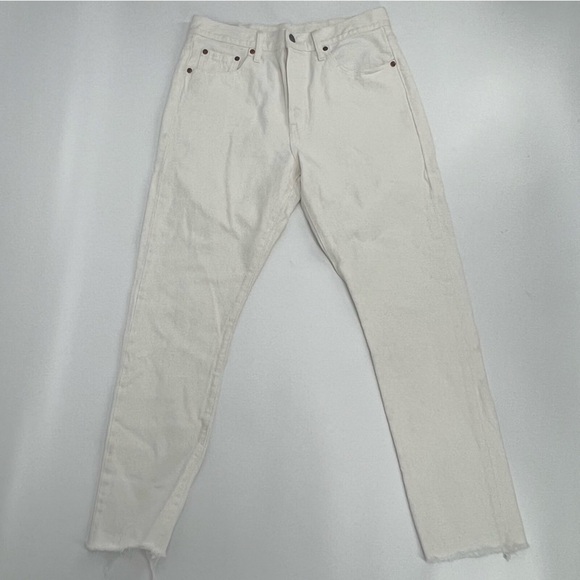 Levi’s 501 White Rough Hem Button Fly Jeans Size 30 Short Women’s - Picture 1 of 5